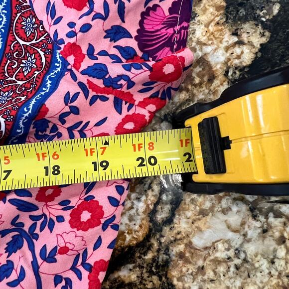 NWT ZESICA Pink Floral Wrap V-Neck Bohemian Ruffle Swing Mini Dress - SIZE L - Picture 6 of 8